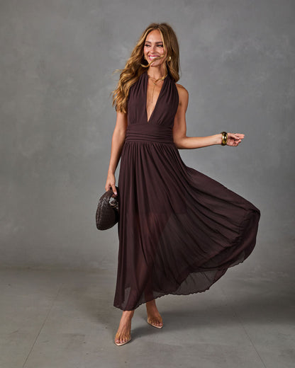 Maxwell Halter Neck Maxi Dress