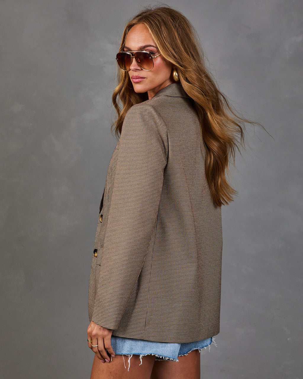 Just Darling Plaid Houndstooth Blazer