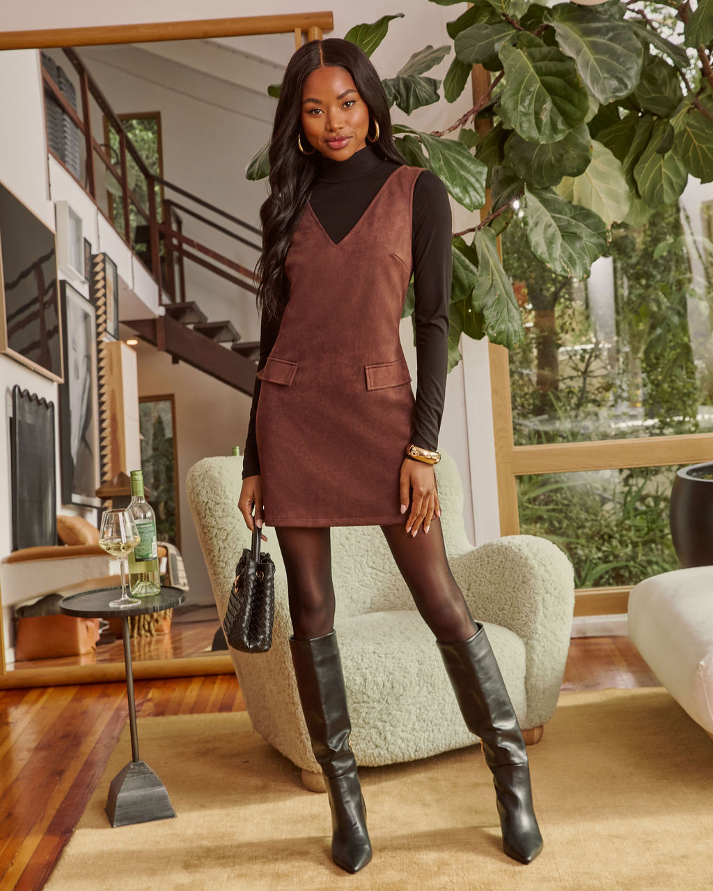 Saundra Faux Suede Mini Dress