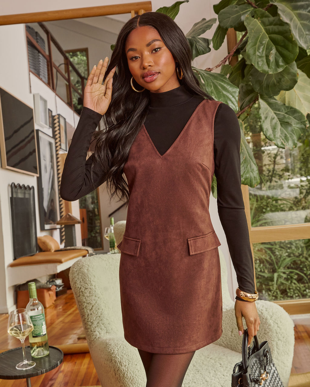 Saundra Faux Suede Mini Dress