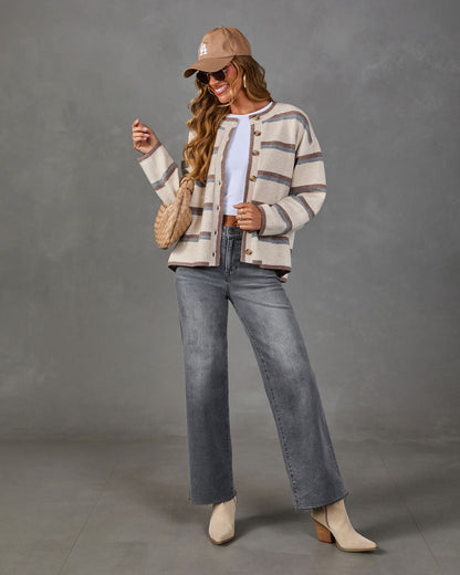 Cozy Vibes Striped Knit Cardigan
