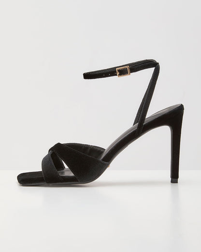 Zariah Velvet Peep Toe Heels