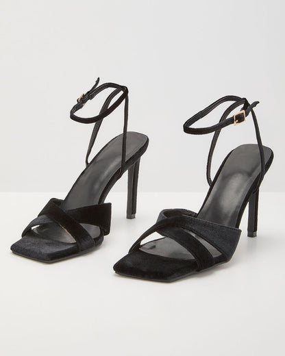 Zariah Velvet Peep Toe Heels