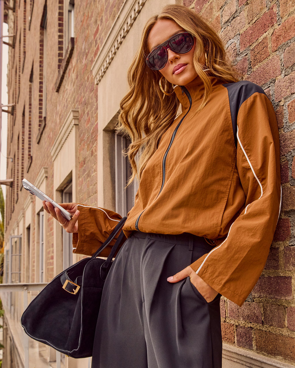 Dyanna Contrast Mock Neck Track Jacket