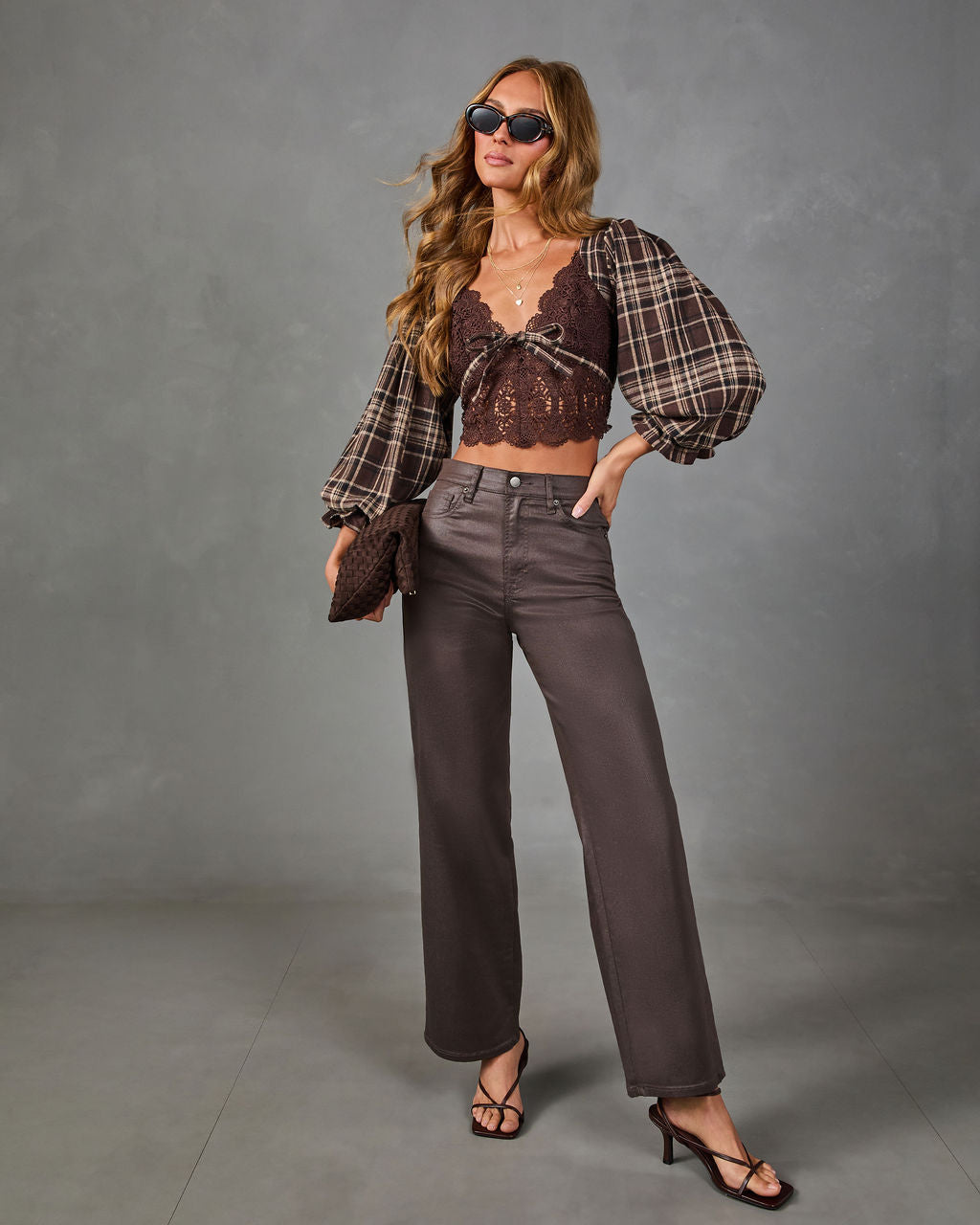 Seasons Change Plaid Lace Corset Top