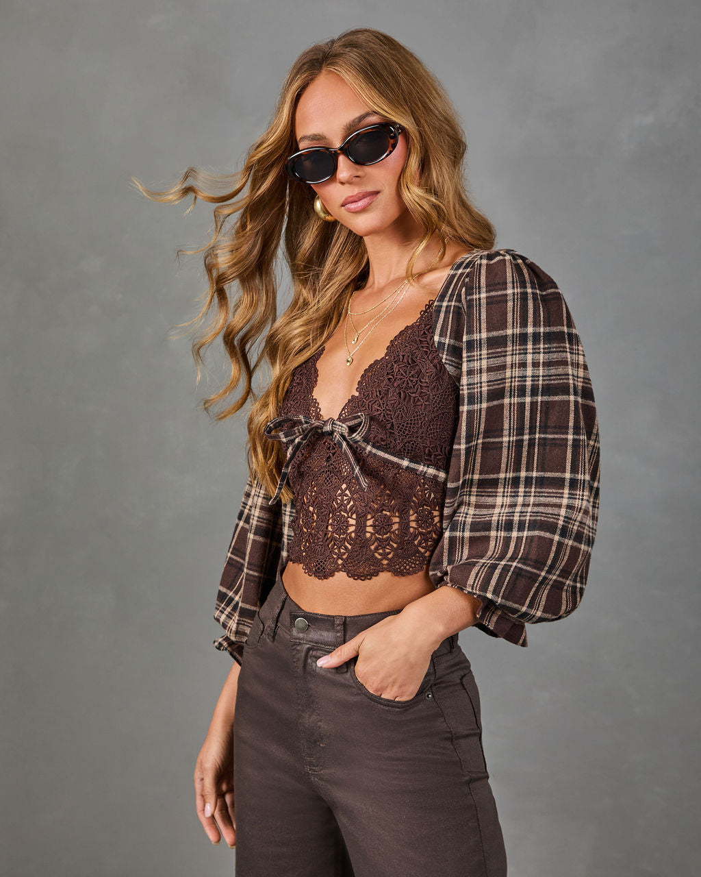 Seasons Change Plaid Lace Corset Top