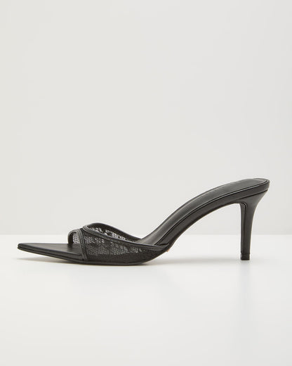 Bobbi Lace Peep Toe Mules