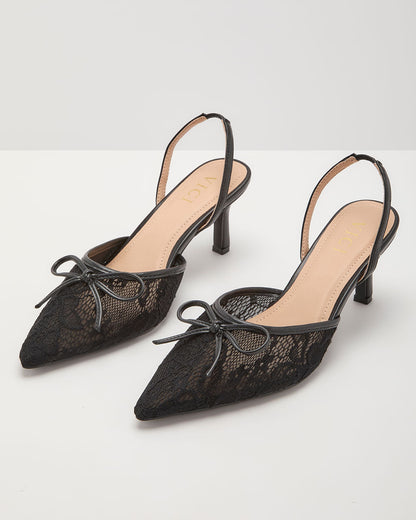 Sweet Devotion Lace Slingback Heels
