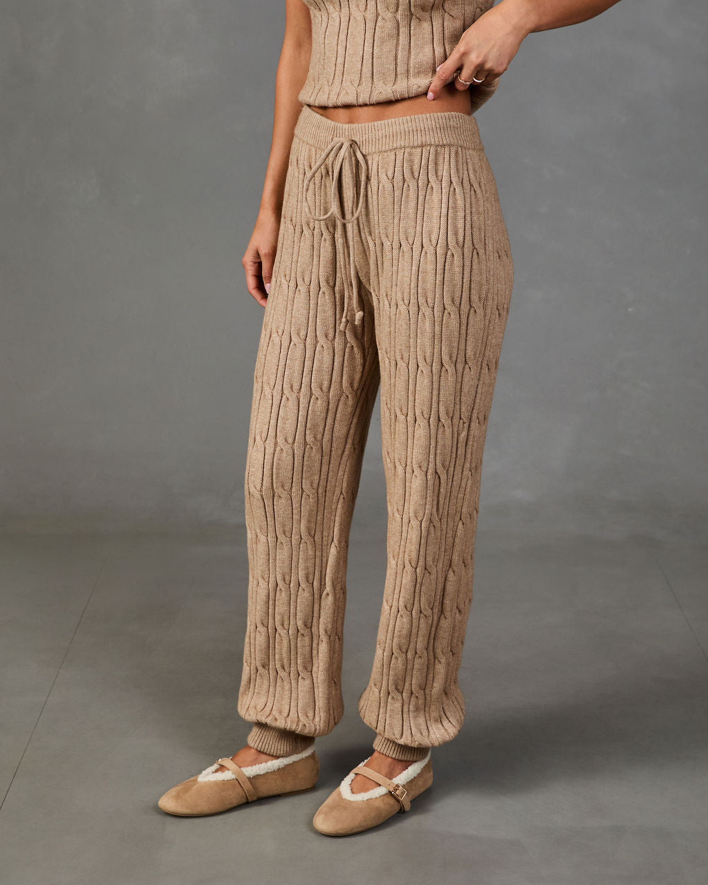 Luxe Embrace Cable Knit Drawstring Joggers