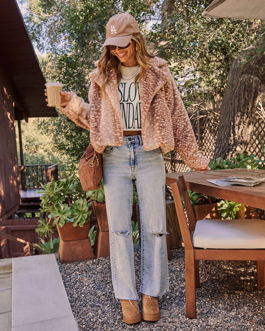Home Again Faux Fur Doe Print Jacket