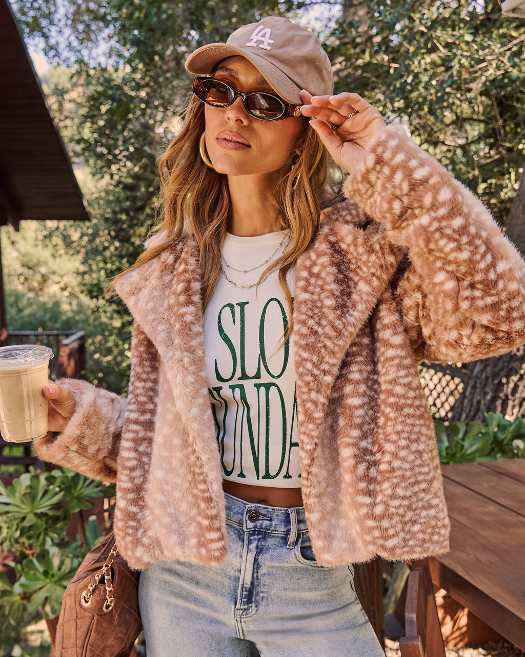 Home Again Faux Fur Doe Print Jacket