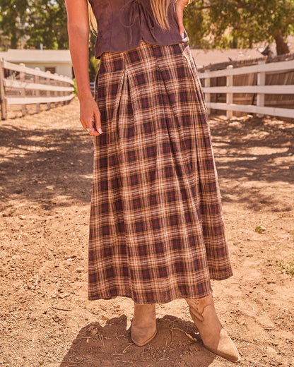 Adela Cotton Plaid Maxi Skirt