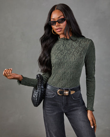 Charming Muse Lace Mock Neck Top
