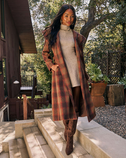 Sunday Gathering Longline Plaid Coat
