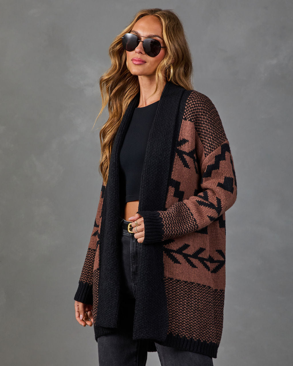 Sunday Feeling Knit Abstract Cardigan