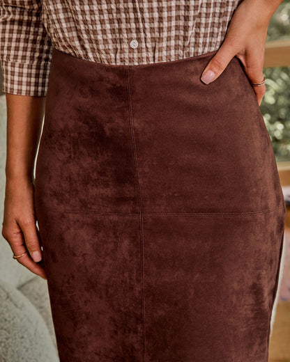 Just Arrived Faux Suede Midi Skirt