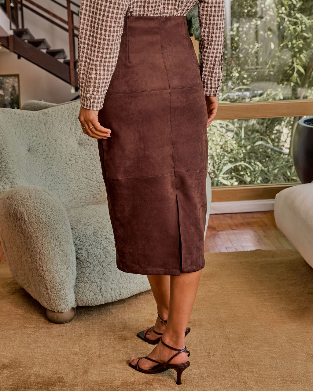 Just Arrived Faux Suede Midi Skirt