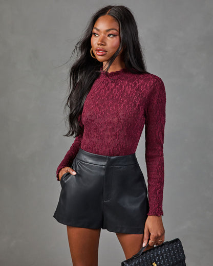 Charming Muse Lace Mock Neck Top