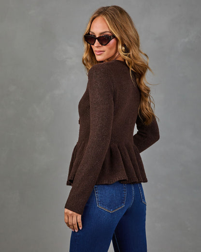 Dani Knit Bow Accent Peplum Sweater
