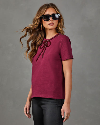 Chantel Bow Accent Short Sleeve Top