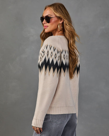 Early Evening Knit Fair Isle Print Sweater