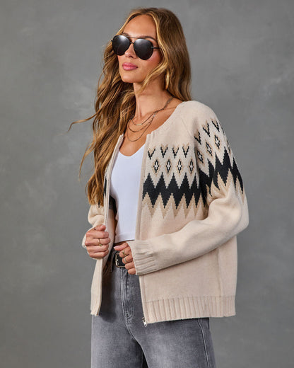 Early Evening Knit Fair Isle Print Sweater