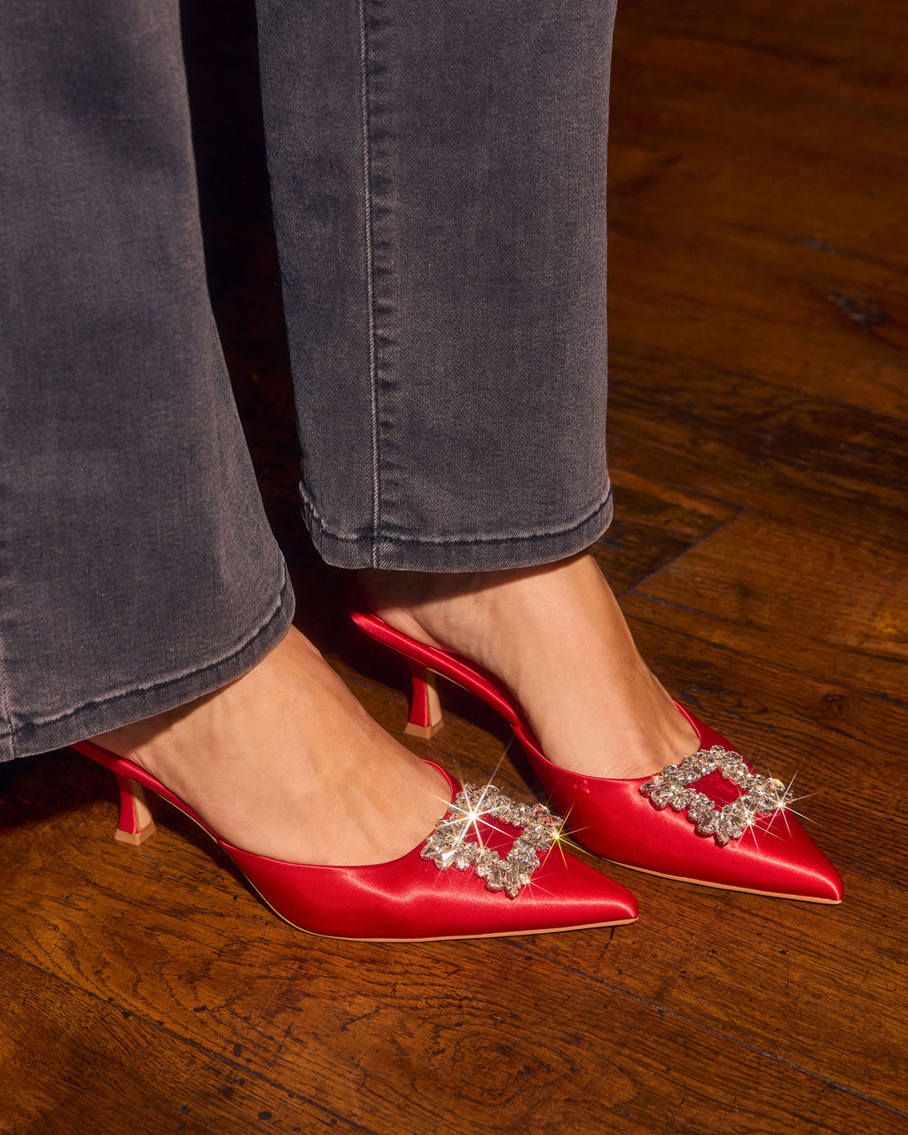 Lets Dance Rhinestone Buckle Mule