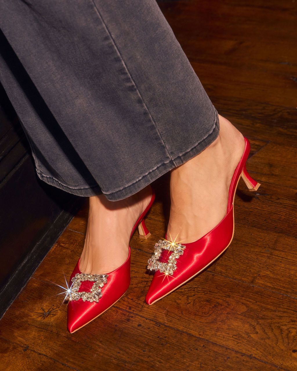 Lets Dance Rhinestone Buckle Mule