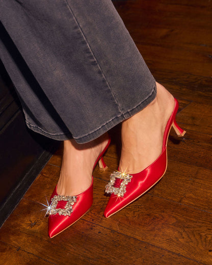 Lets Dance Rhinestone Buckle Mule