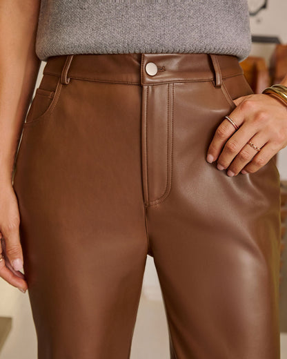 Harvest Reverie Vegan Leather Straight Leg Pants