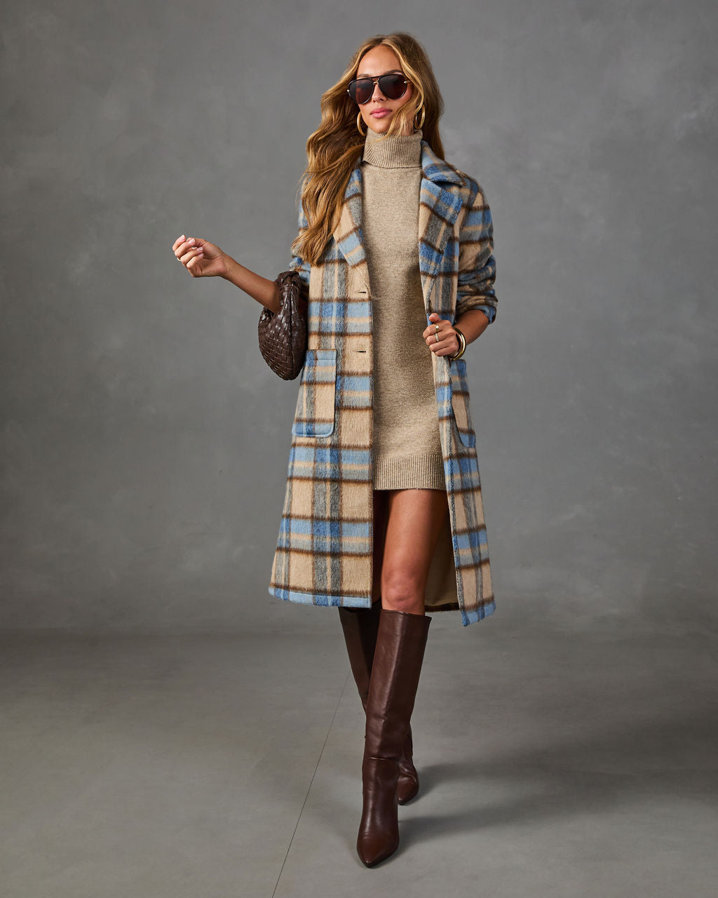 Campus Darling Single Breasted Plaid Trench Coat