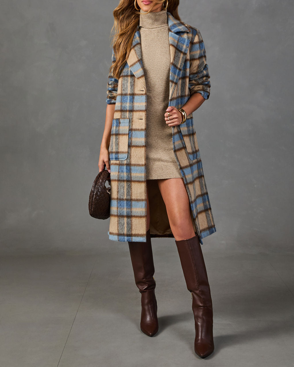 Campus Darling Single Breasted Plaid Trench Coat