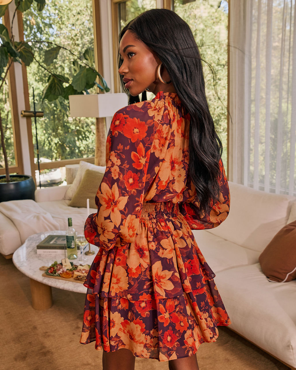 Wildflower Soiree Tiered Floral Mini Dress