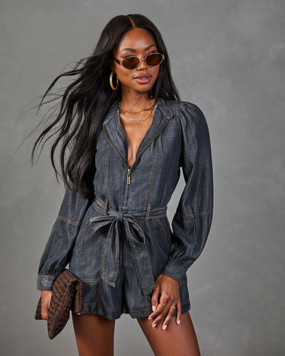 Genesis Chambray Waist Tie Romper