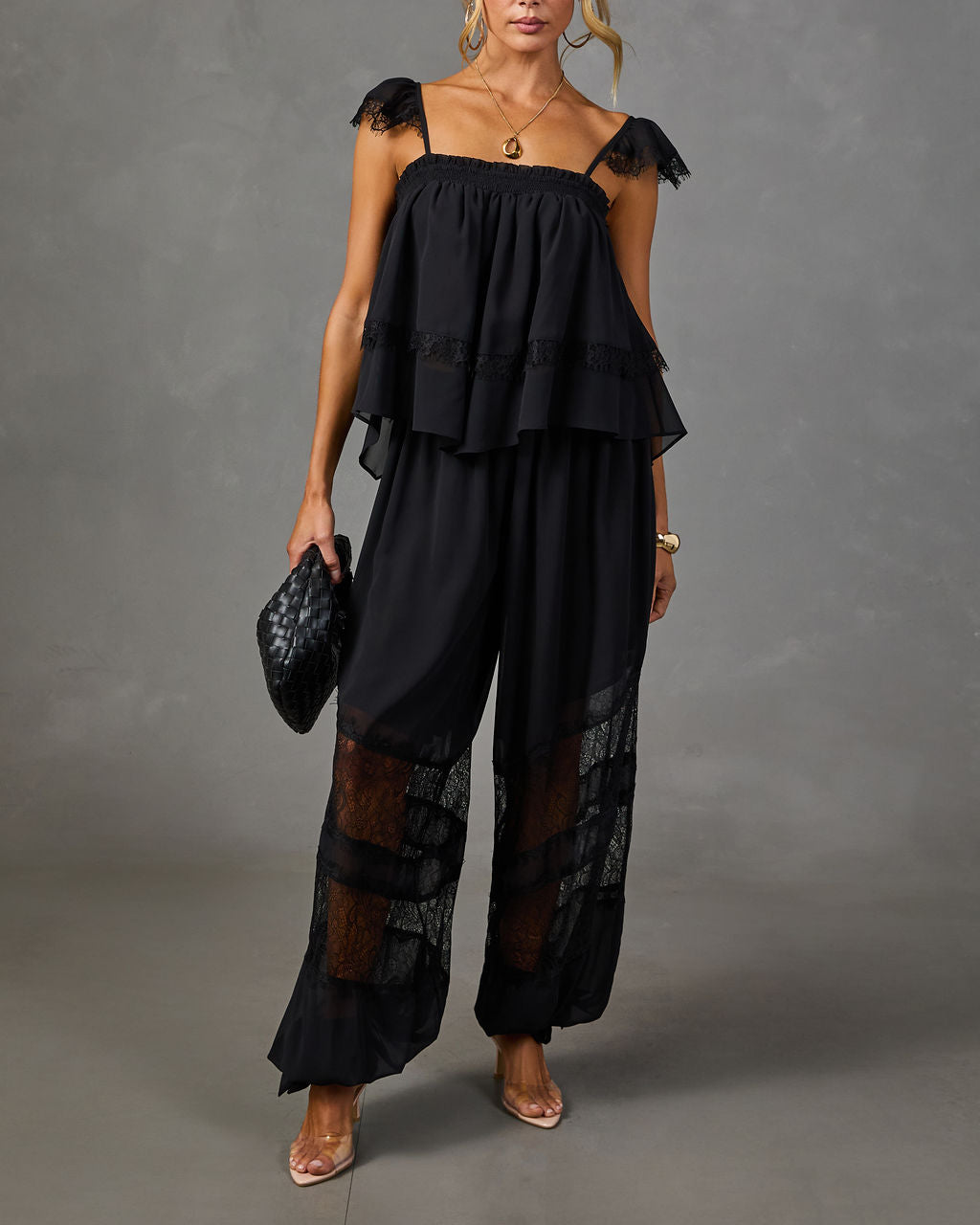 Izzy Crepe Lace Panel Joggers