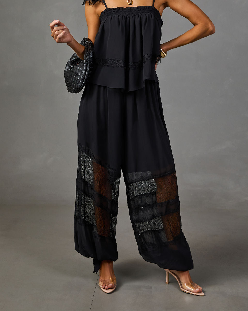 Izzy Crepe Lace Panel Joggers