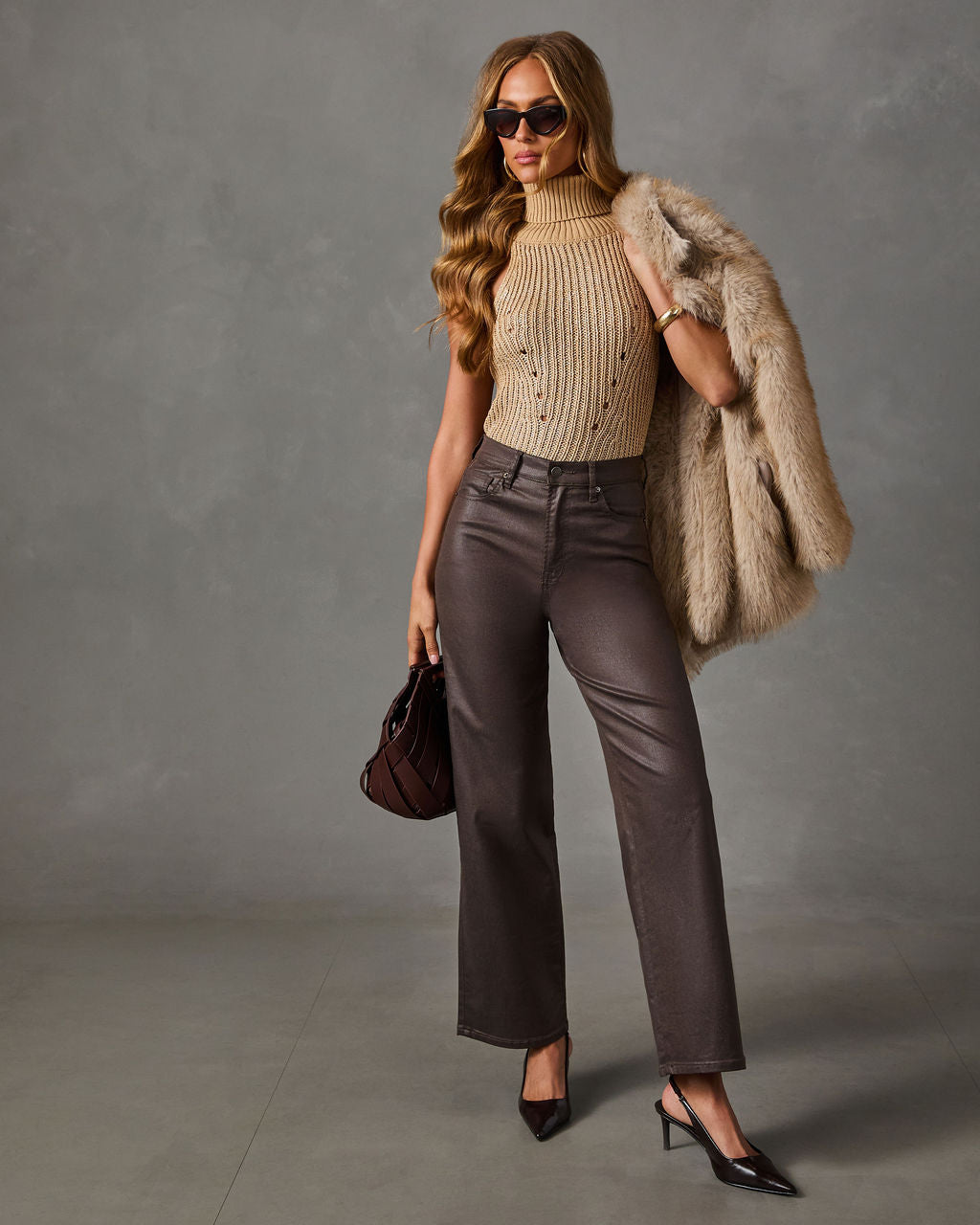 Jona Knit Turtleneck Sleeveless Sweater