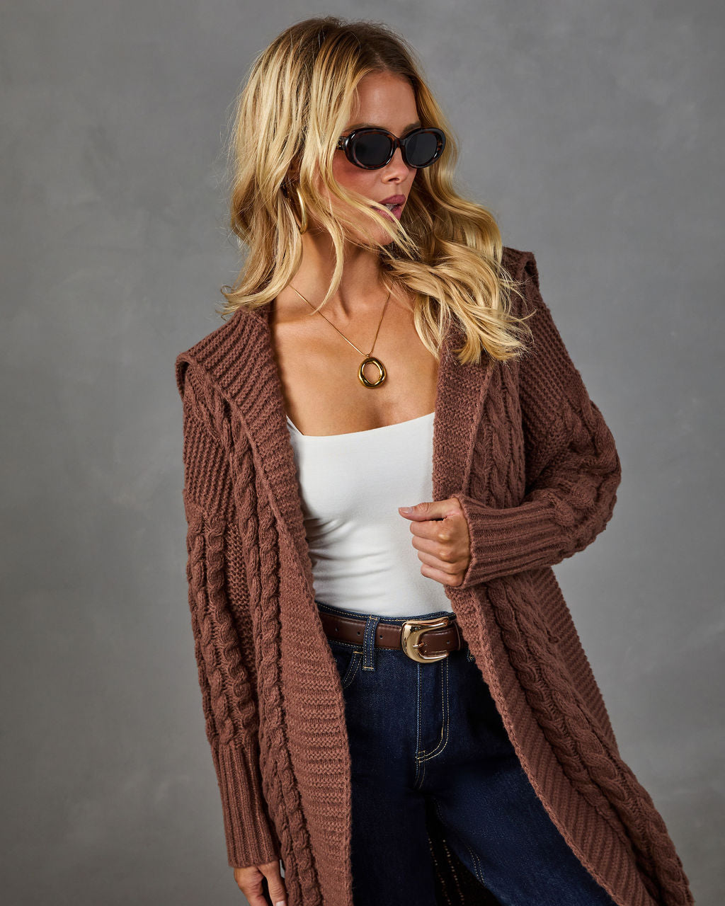 Familiar Feeling Cable Knit Cardigan