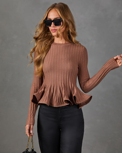 Quiet Chic Ribbed Knit Peplum Sweater
