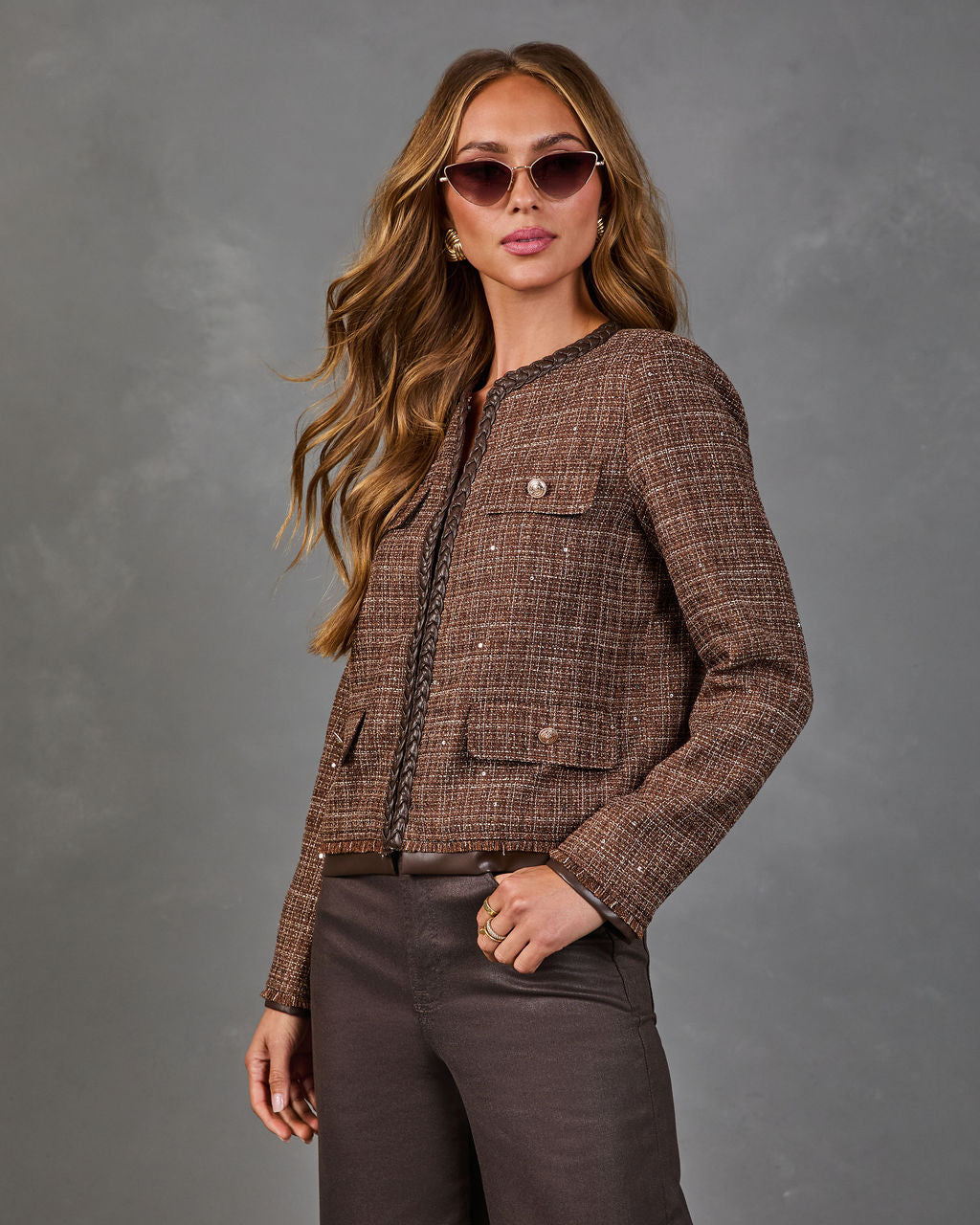 Sienna Sky Tweed Sequin Jacket