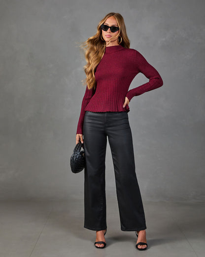 Society Social Knit Mock Neck Peplum Top