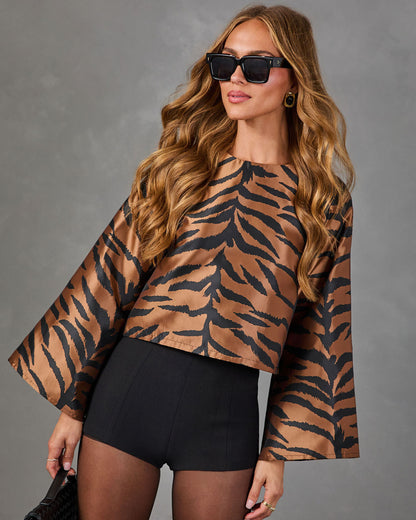 Softly Wild Satin Animal Print Blouse