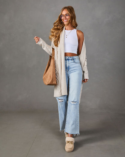 Modern Charm Knit Diamond Stitch Duster Cardigan