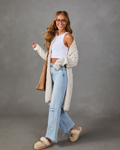 Modern Charm Knit Diamond Stitch Duster Cardigan