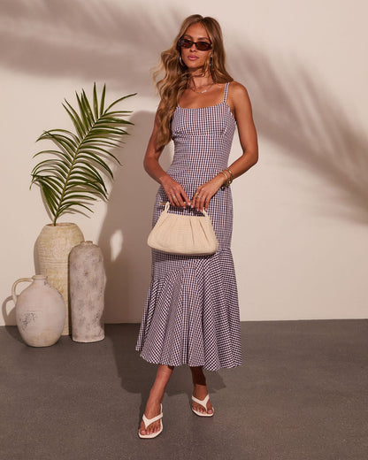 Tide Turns Cotton Gingham Maxi Dress