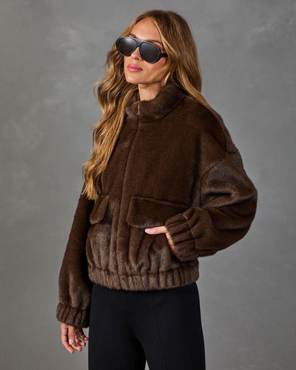 Chai Chat Faux Fur Funnel Neck Jacket