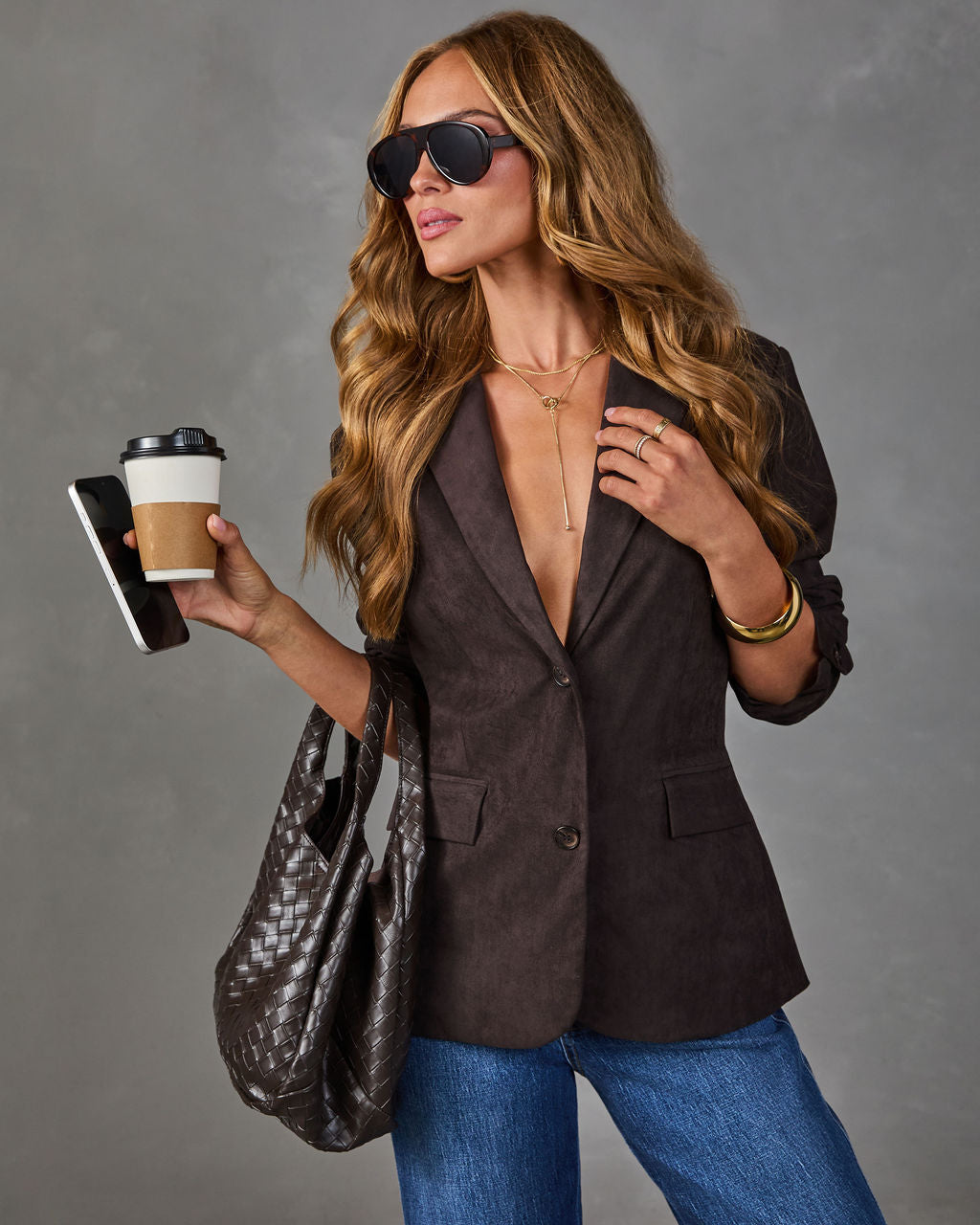 Maple Dusk Faux Suede Blazer