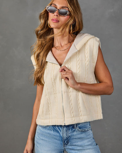 Soft Allure Hooded Cable Knit Vest
