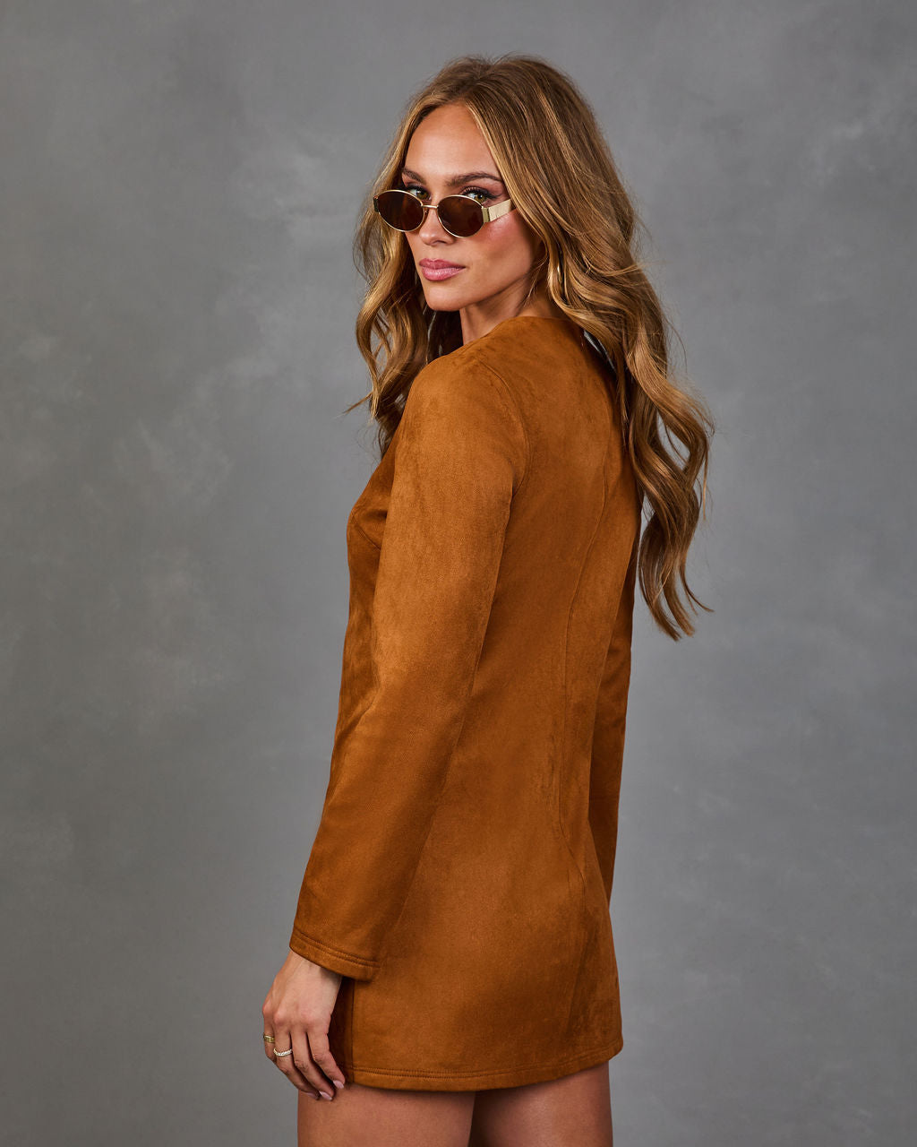 Tilden Faux Suede Horsebit Cut Out Mini Dress