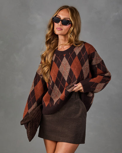 Sunday Classic Knit Argyle Sweater